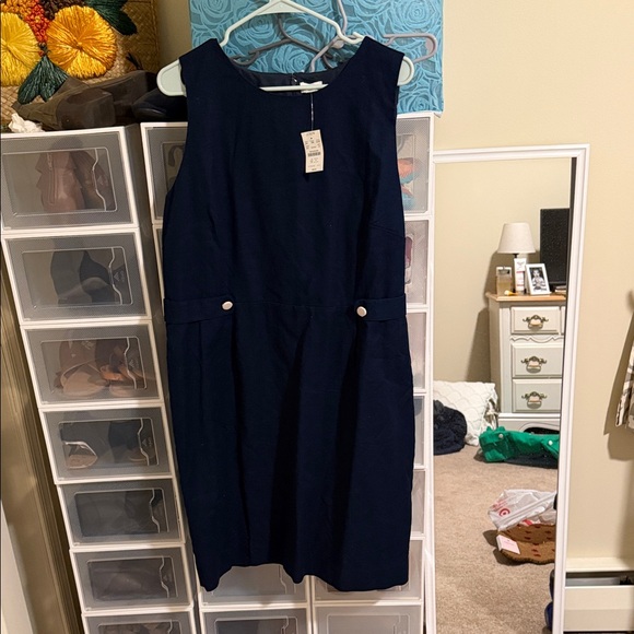 NWT - J. Crew Classic Navy Midi Dress - Picture 1 of 2